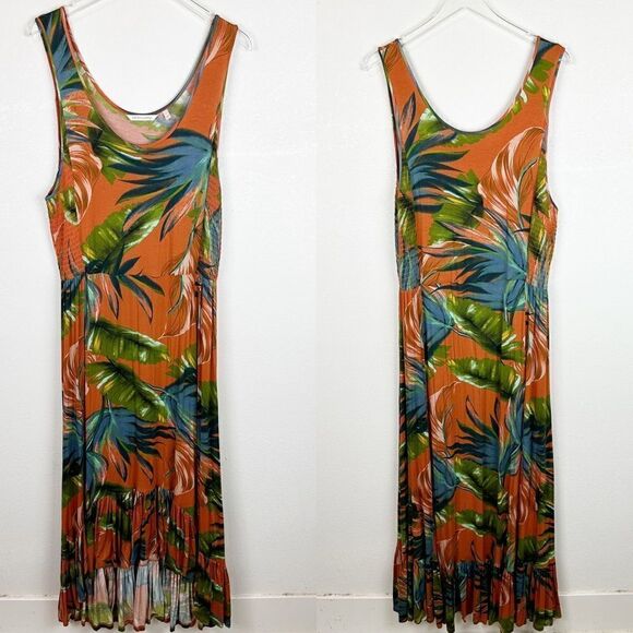Soft Surroundings Tropical Maxi Ruffle Tank Dress Large - Picture 1 of 6